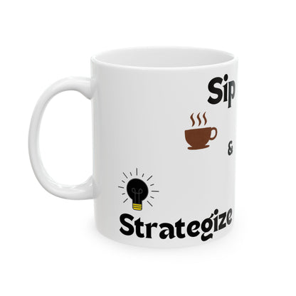 Tasse personnalisée - Tasse à café en céramique « Sip &amp; Strategize » 