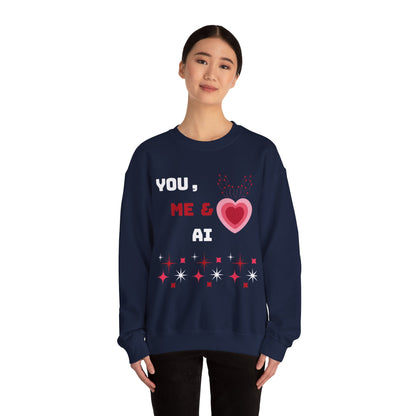 Sweat-shirt ras du cou « Toi, moi et IA » pour la Saint-Valentin