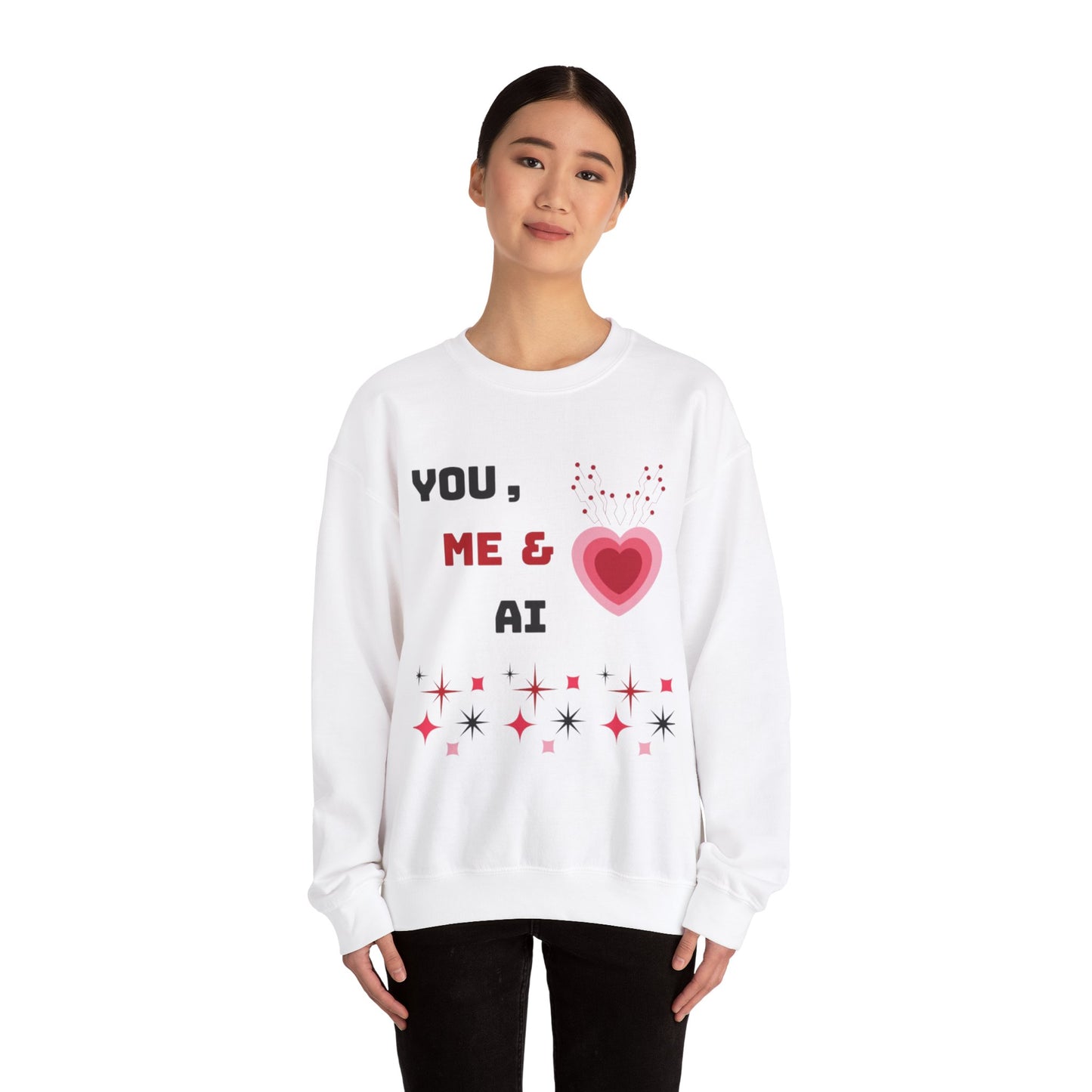 Sweat-shirt ras du cou « Toi, moi et IA » pour la Saint-Valentin