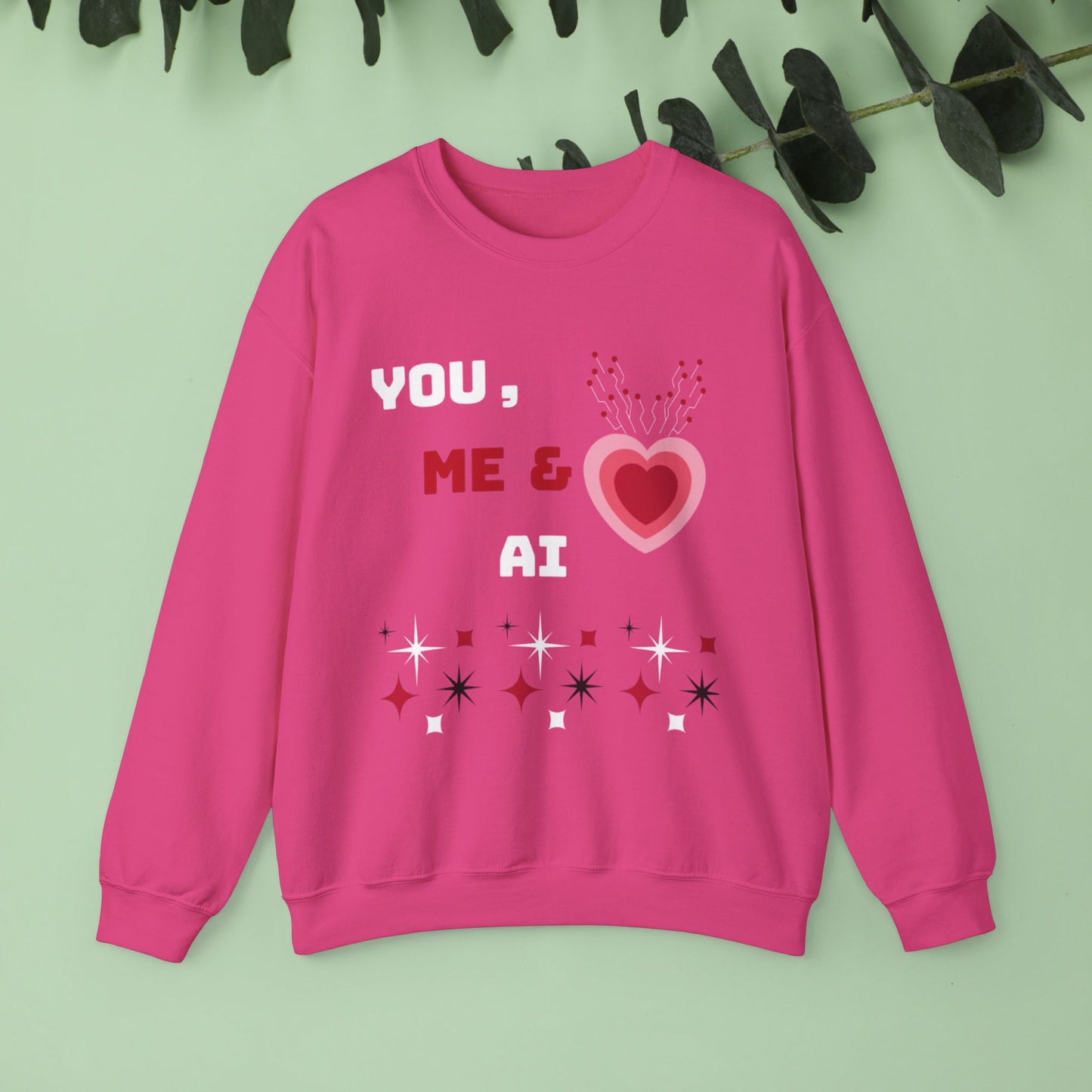 Sweat-shirt ras du cou « Toi, moi et IA » pour la Saint-Valentin