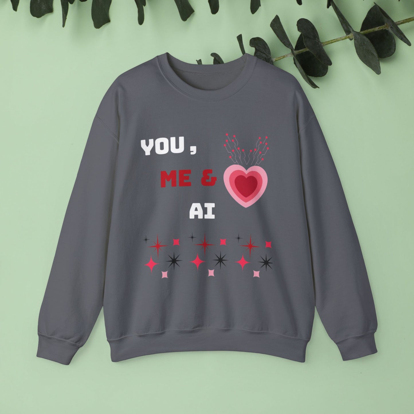 Sweat-shirt ras du cou « Toi, moi et IA » pour la Saint-Valentin