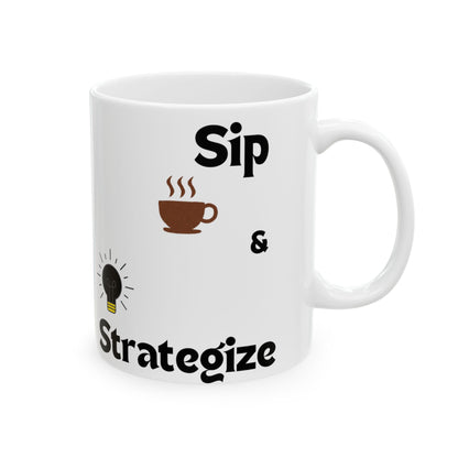 Taza personalizada - Taza de café de cerámica 'Sip &amp; Strategize' 