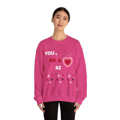 Sweat-shirt ras du cou « Toi, moi et IA » pour la Saint-Valentin