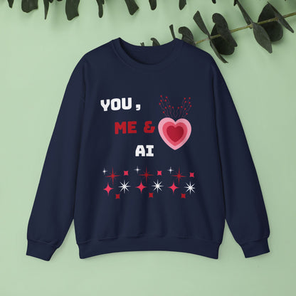 'You, Me & AI' Crewneck Sweatshirt for Valentine's Day